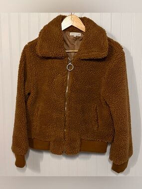 Moon River Brown Sherpa Bomber Jacket